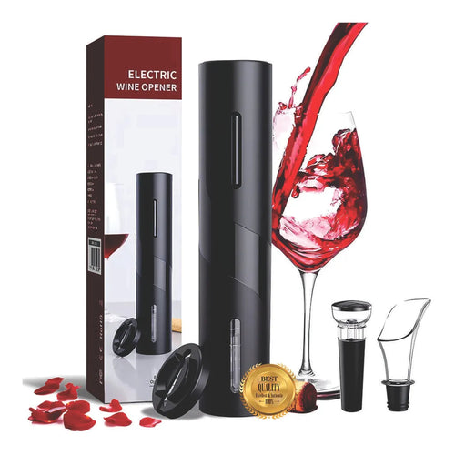 Abridor De Vinho Garrafa Automático Saca Rolhas Elétrico Cor Preto