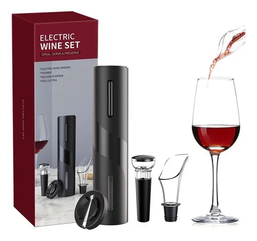 Abridor De Vinho Garrafa Automático Saca Rolhas Elétrico Cor Preto
